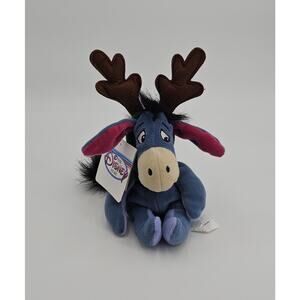 DISNEY STORE REINDEER EEYORE 9" CHRISTMAS Beanie Plush Winnie The Pooh NWT